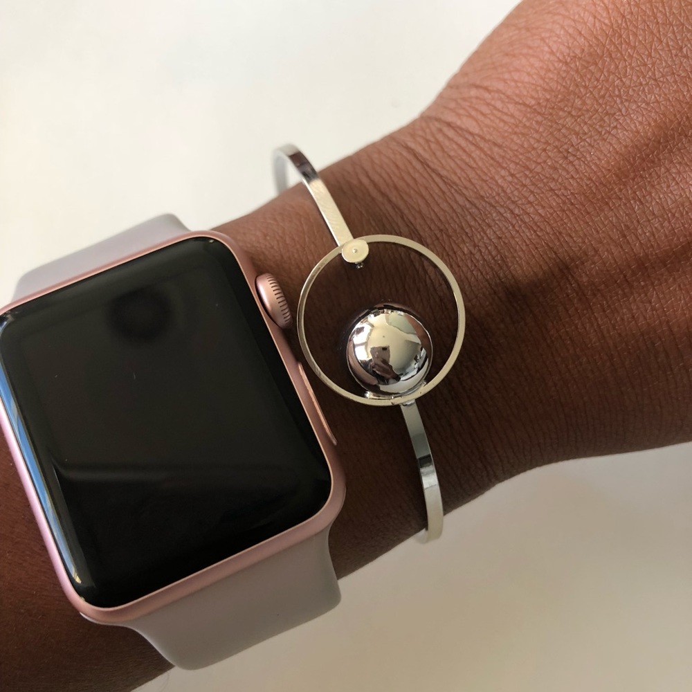 Silver Minimalist Ball Bangle - Picture 2 of 5